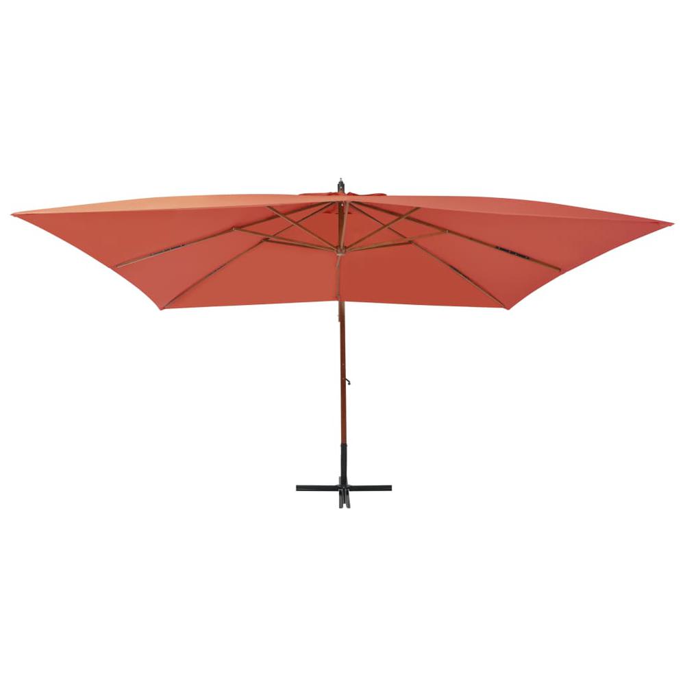 vidaXL Cantilever Umbrella with Wooden Pole 157.5"x118.1" Terracotta. Picture 2