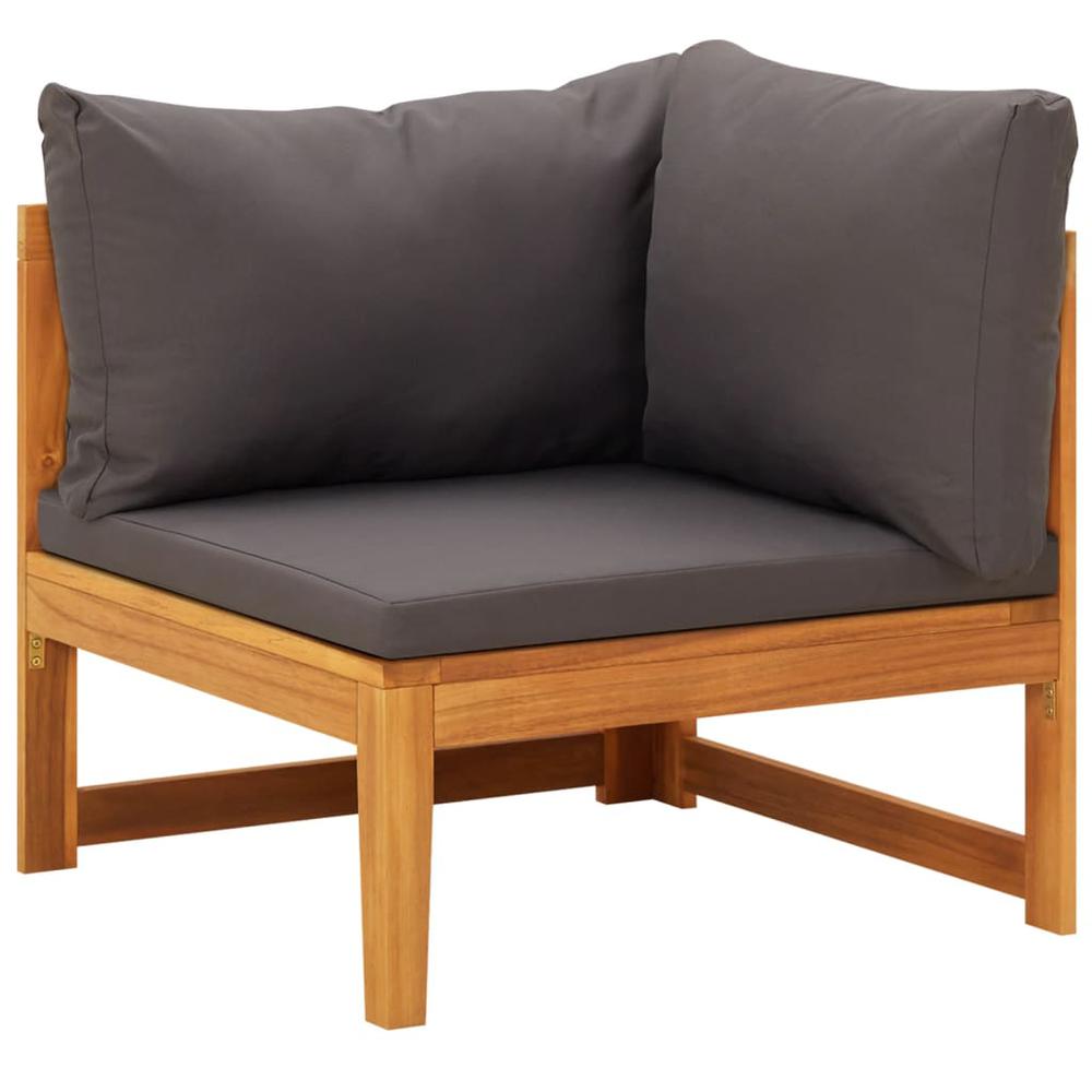 vidaXL 5 Piece Patio Lounge Set with Dark Gray Cushions Acacia Wood. Picture 3