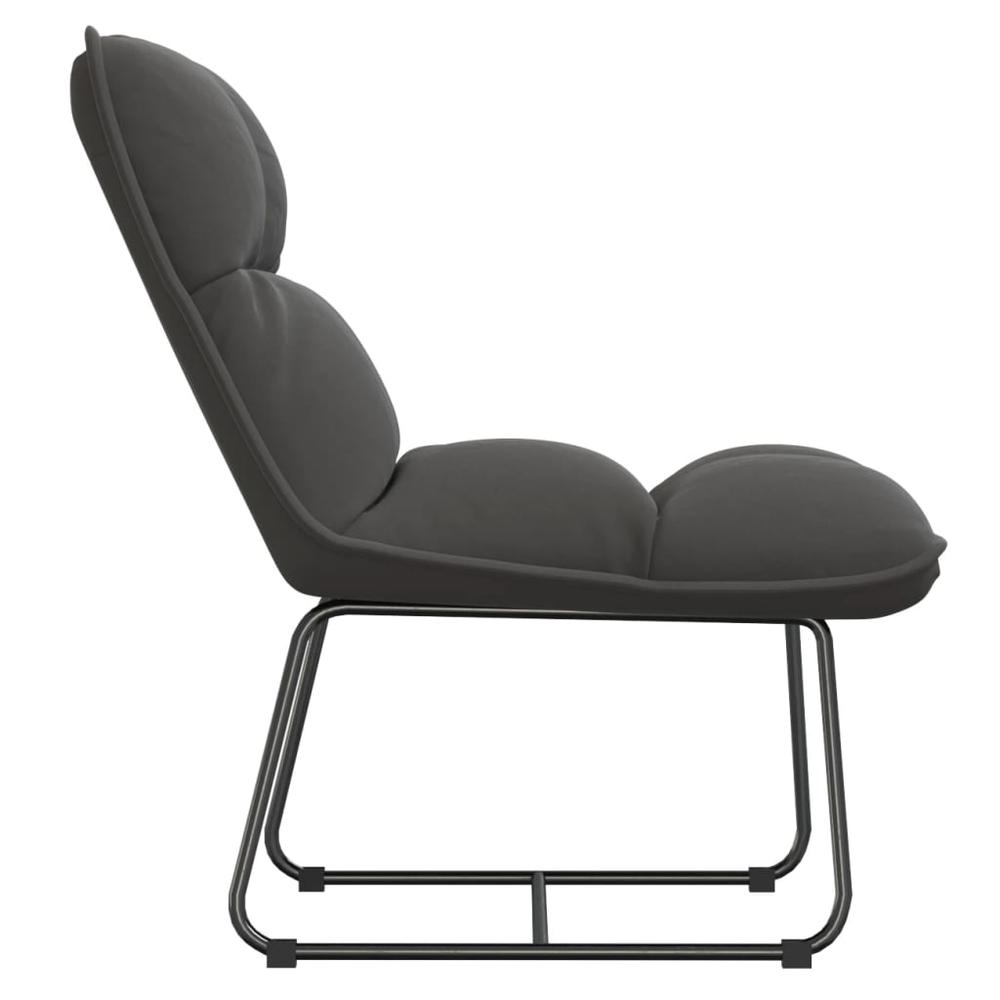 vidaXL Leisure Chair with Metal Frame Dark Gray Velvet. Picture 4