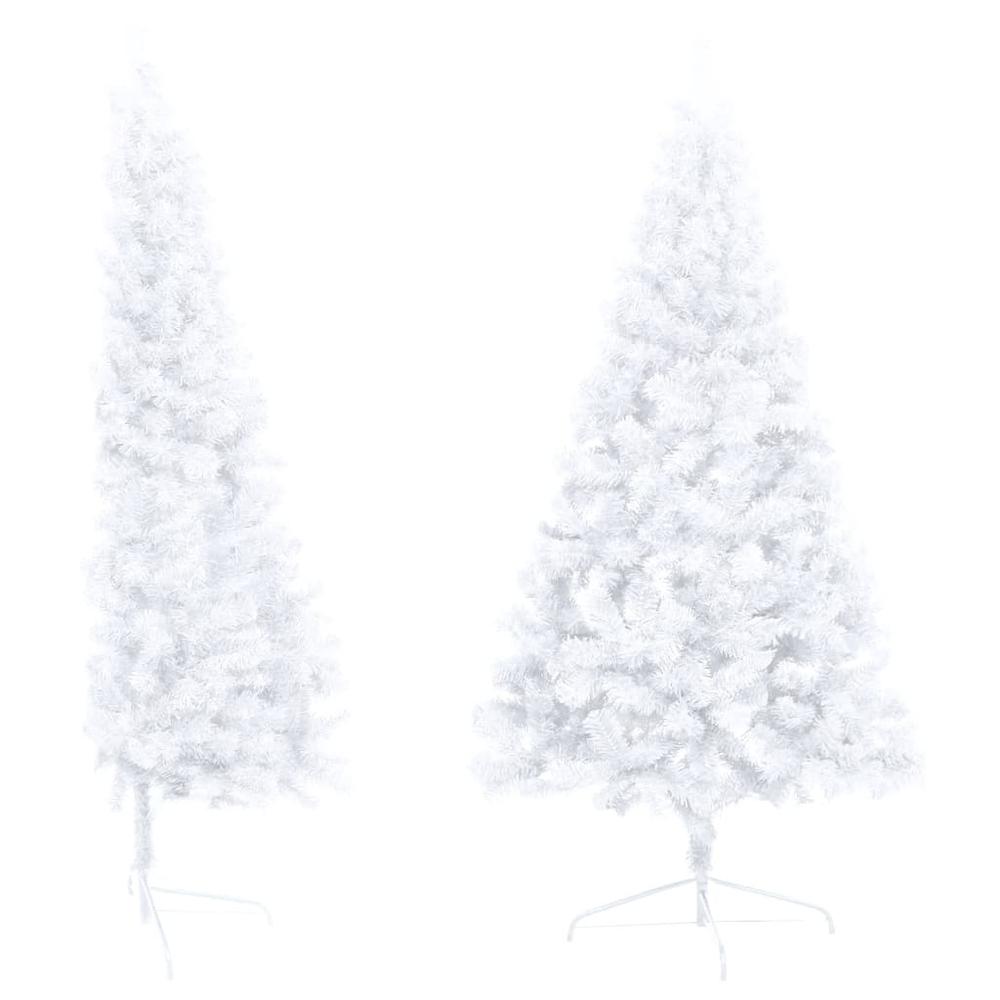vidaXL Artificial Half Christmas Tree with LEDs&Ball Set White 70.9", 3077570. Picture 3