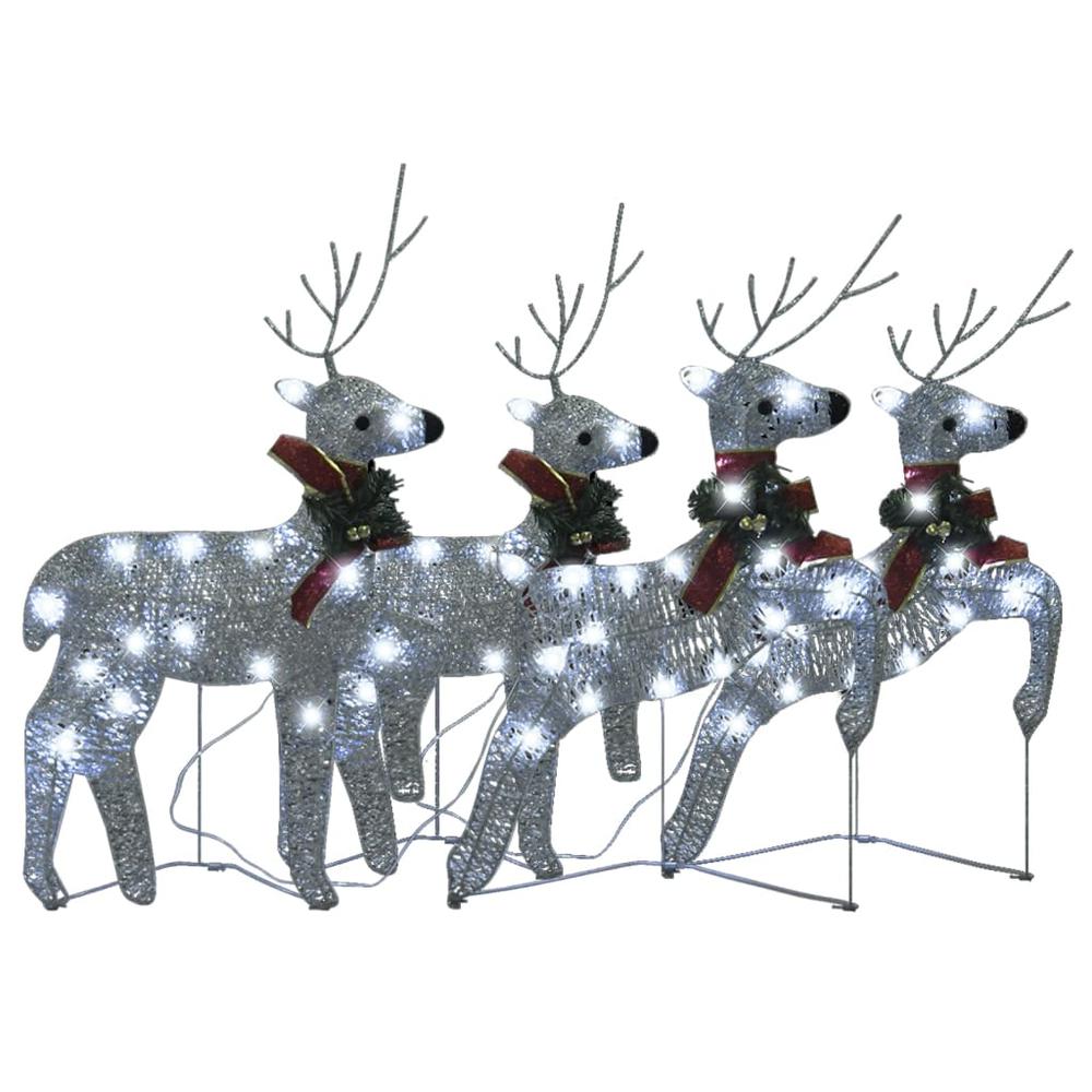 vidaXL Christmas Reindeers 4 pcs Silver 80 LEDs. Picture 4