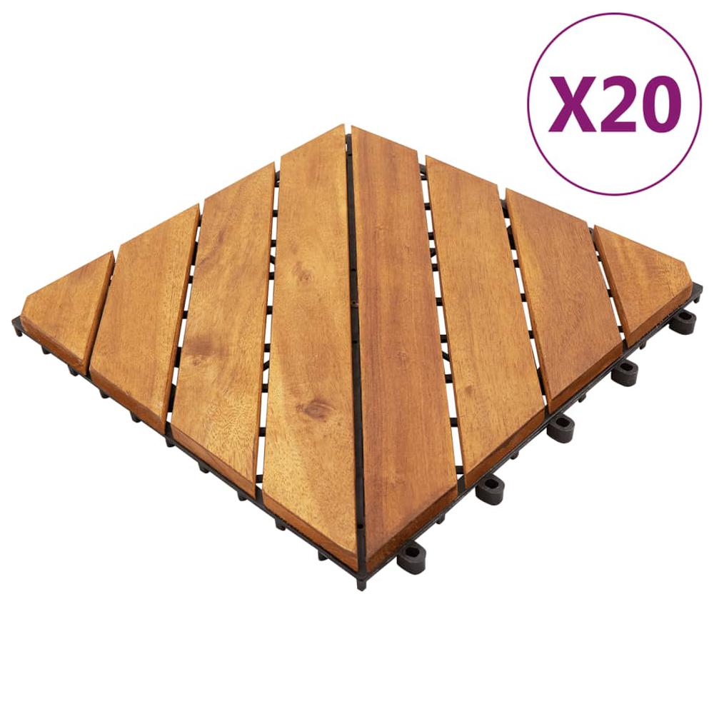 vidaXL Decking Tiles 20 pcs Brown 11.8"x11.8" Solid Wood Acacia. Picture 1