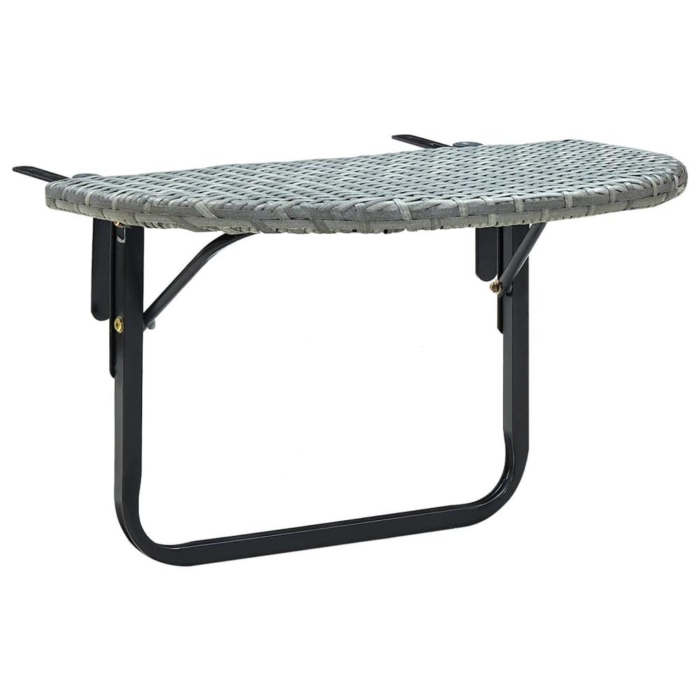 vidaXL Patio Table Gray 23.6"x23.6"x15.7" Poly Rattan. Picture 1