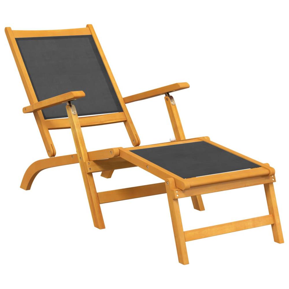 vidaXL Patio Deck Chairs with Table Solid Wood Acacia and Textilene. Picture 3