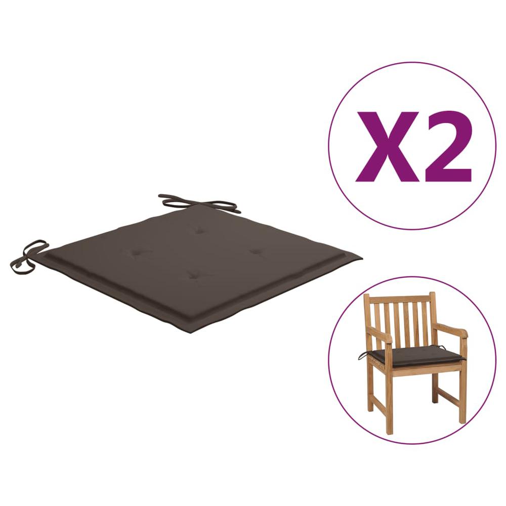 vidaXL Garden Chair Cushions 2 pcs Taupe 19.7"x19.7"x1.2". Picture 1