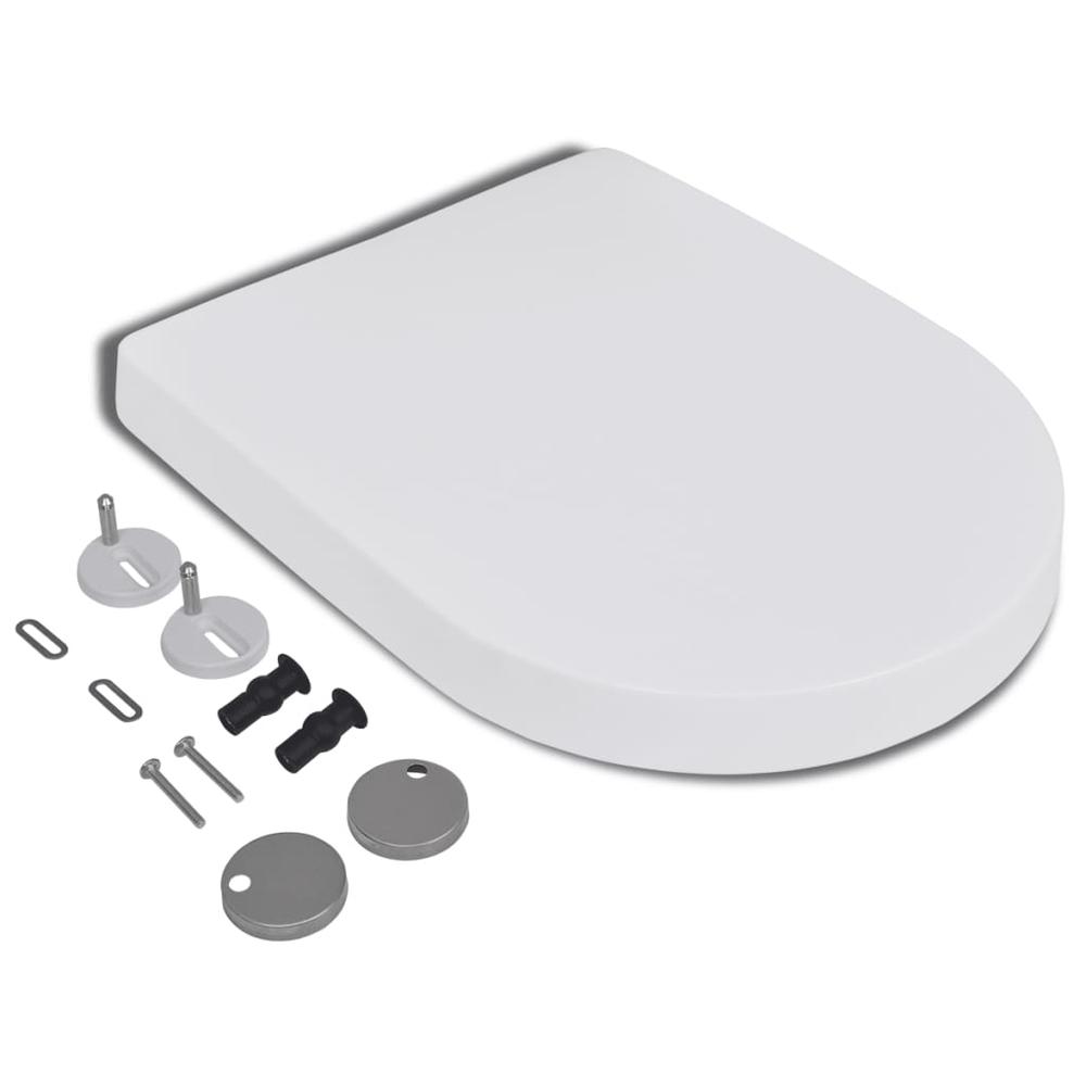 vidaXL Soft-close Toilet Seat with Quick-release Design White Square. Picture 3