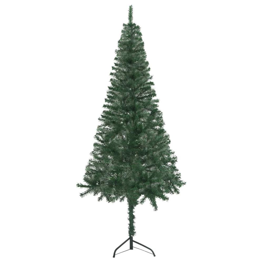 vidaXL Corner Artificial Christmas Tree Green 82.7" PVC. Picture 3