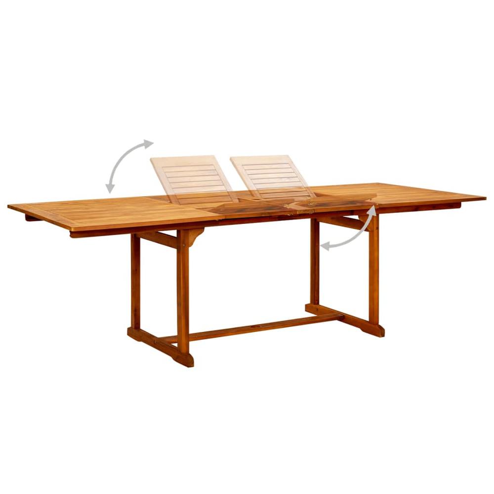 vidaXL Garden Dining Table (63"-94.5")x39.4"x29.5" Solid Acacia Wood, 316566. Picture 3