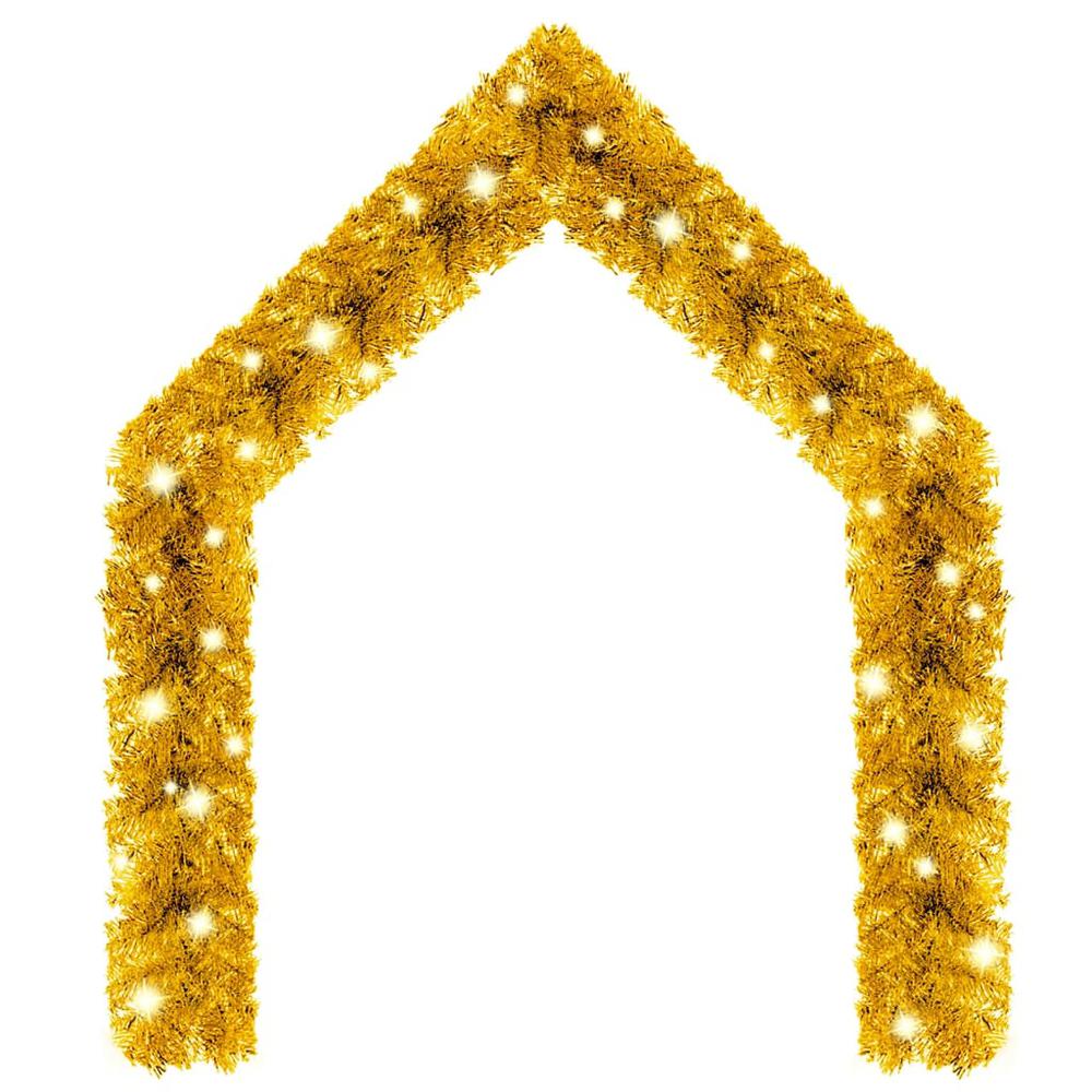 vidaXL Christmas Garland with LED Lights 787.4" Gold. Picture 2