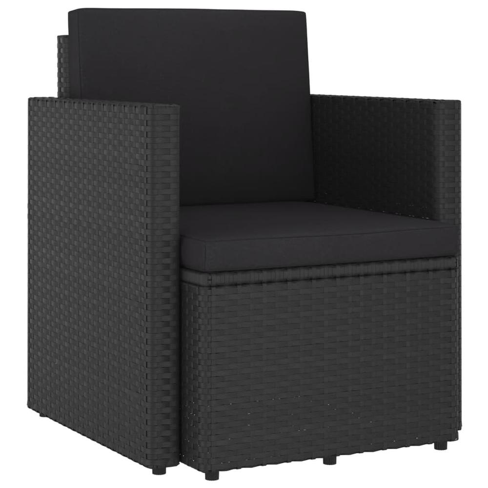 vidaXL Patio Chair with Cushions Poly Rattan Black. Picture 1