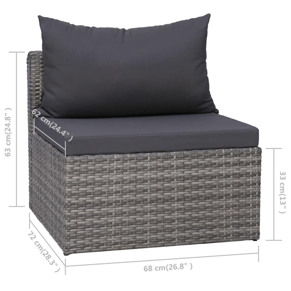 vidaXL 10 Piece Patio Lounge Set with Cushions Poly Rattan Gray, 3059489. Picture 11