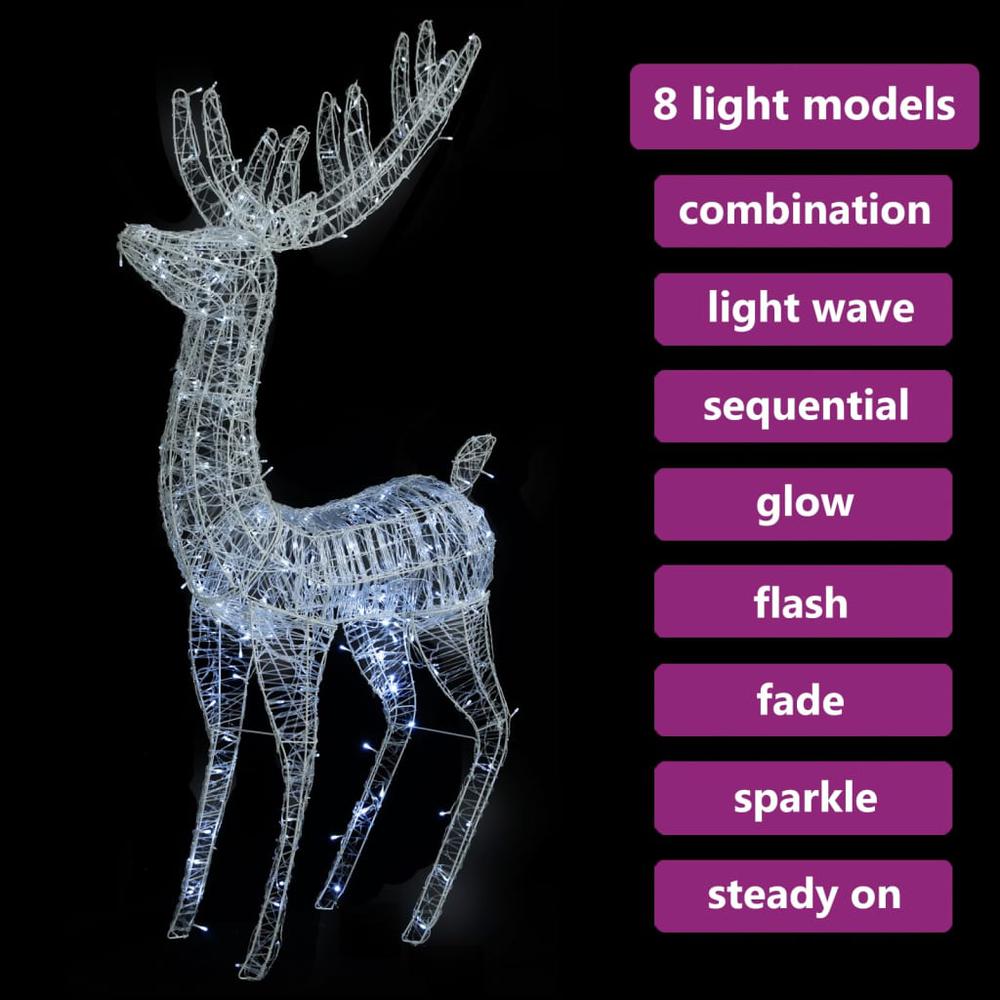 vidaXL XXL Acrylic Christmas Reindeer 250 LED 70.9" Cold white. Picture 4