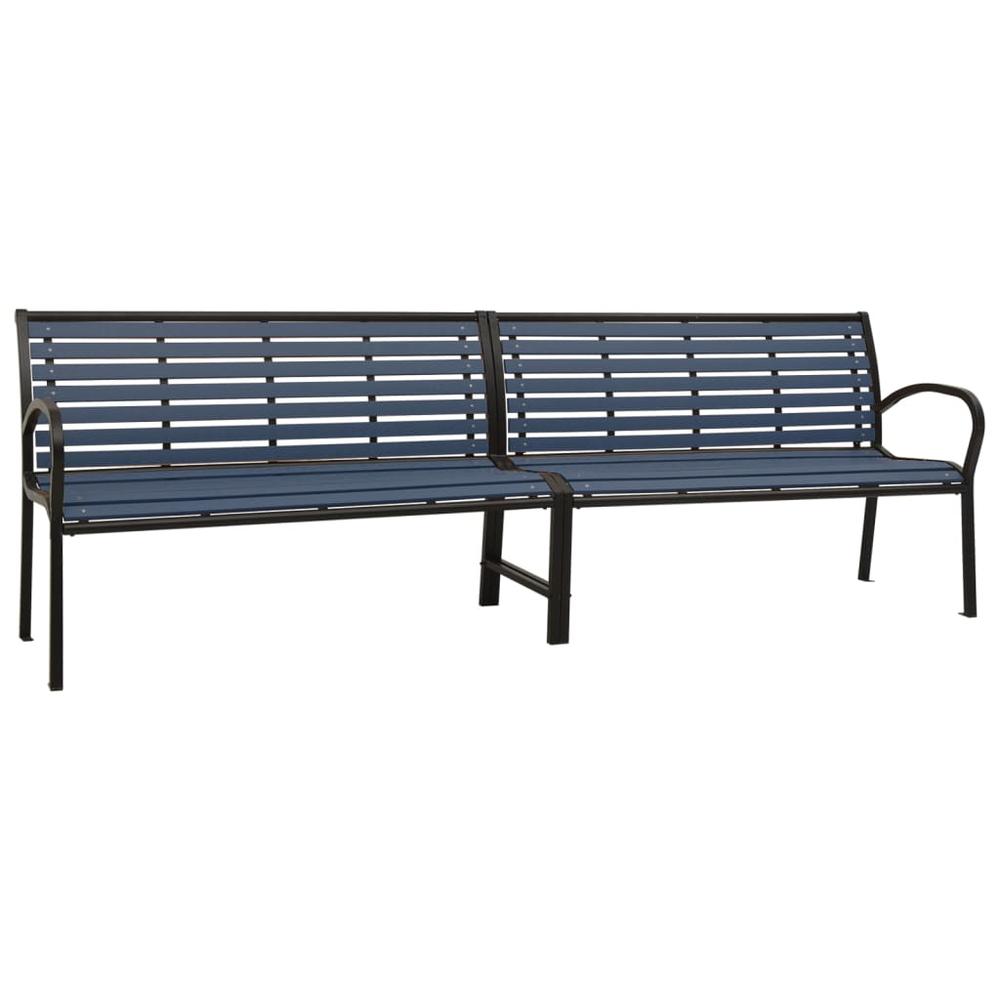 vidaXL Twin Patio Bench 98.8" Steel and WPC Black. Picture 2