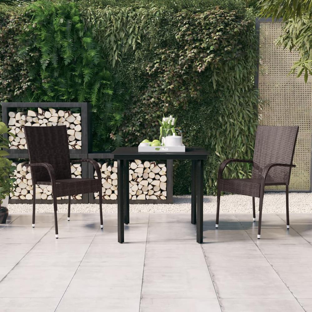 vidaXL 3 Piece Patio Dining Set Brown and Black, 3099383. Picture 1