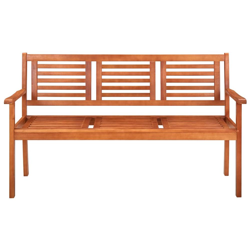 vidaXL 3-Seater Patio Bench with Cushion 59.1" Solid Eucalyptus Wood, 3060997. Picture 2