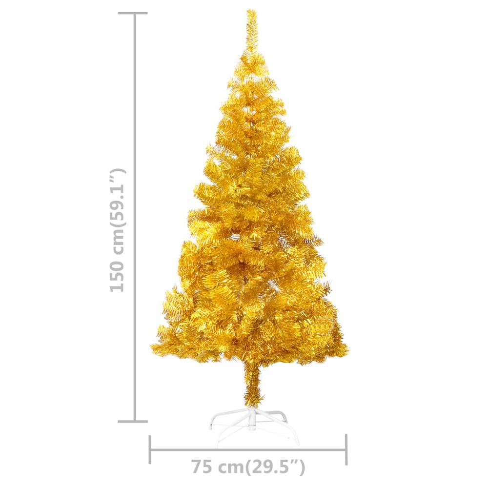 vidaXL Artificial Christmas Tree with LEDs&Ball Set Gold 59.1" PET, 3077518. Picture 12