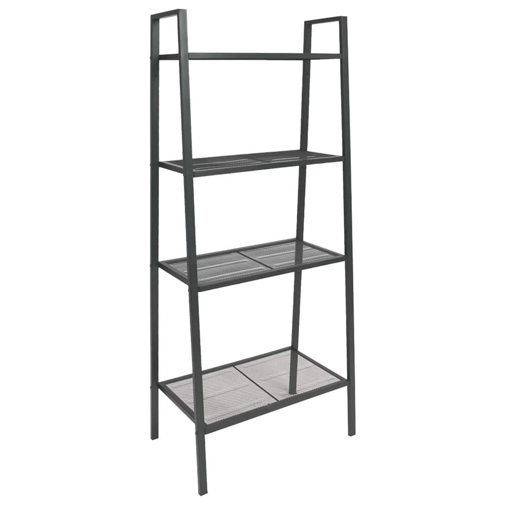 vidaXL Ladder Bookcase 4 Tiers Metal Anthracite. Picture 1