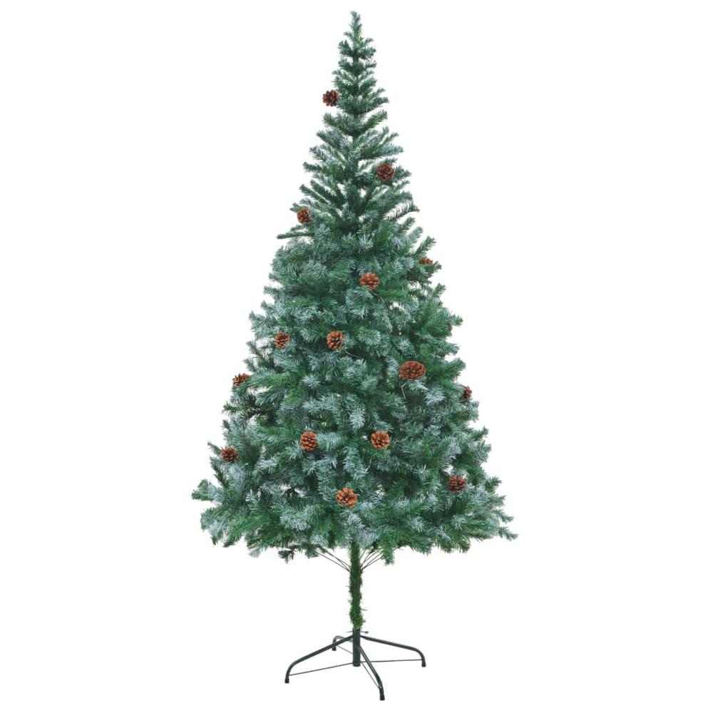 vidaXL Artificial Christmas Tree with LEDs&Pinecones 82.7". Picture 3