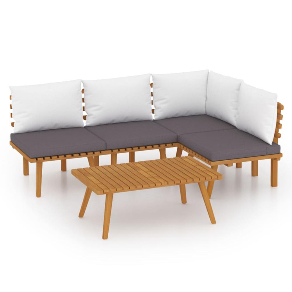 vidaXL 5 Piece Patio Lounge Set with Cushions Solid Acacia Wood, 3087028. Picture 2