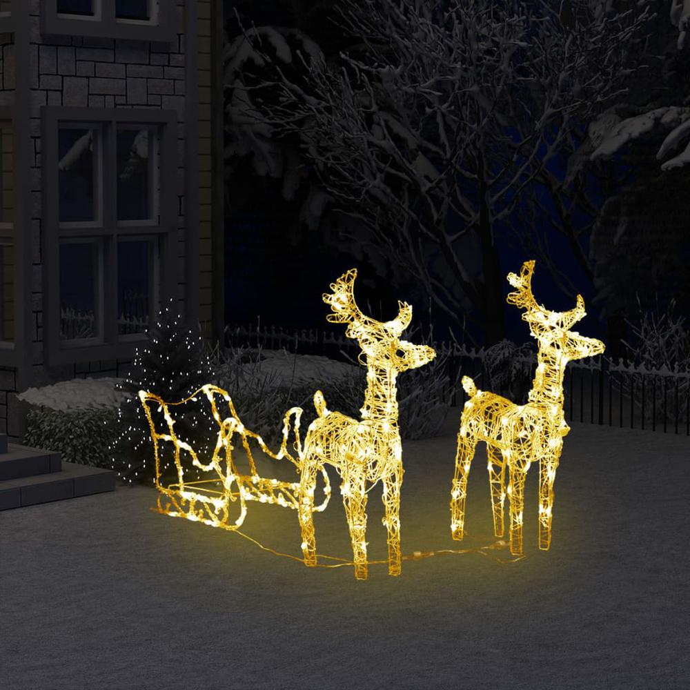 vidaXL Reindeers & Sleigh Christmas Decoration 160 LEDs 51.2" Acrylic, 328514. Picture 1
