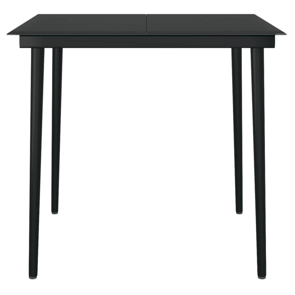 vidaXL Patio Dining Table Black 31.5"x31.5"x29.1" Steel and Glass, 318749. Picture 3