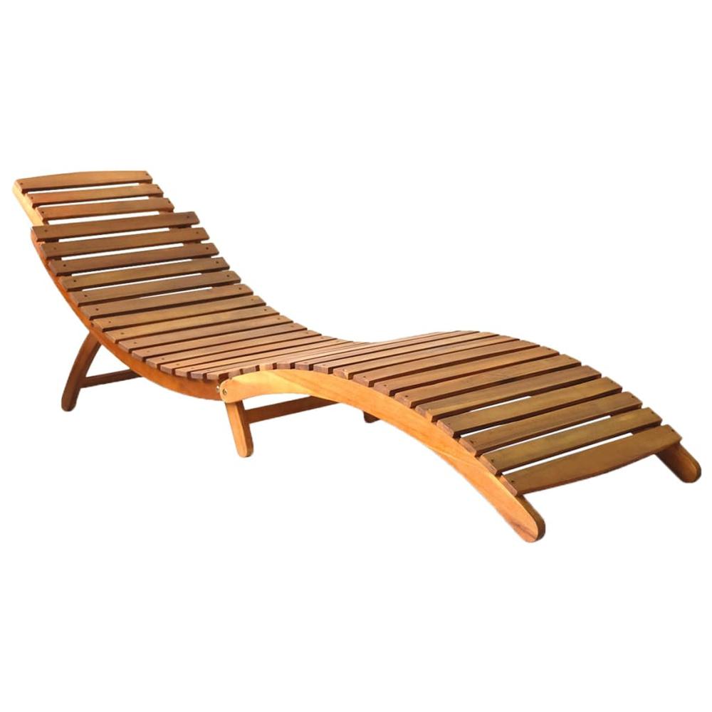 vidaXL Patio Sun Lounger with Cushion Solid Acacia Wood, 3061573. Picture 2