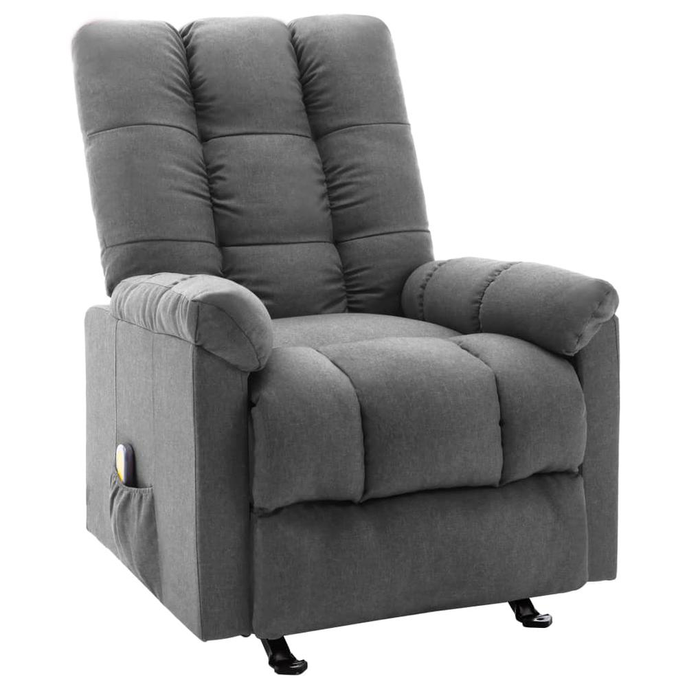 vidaXL Massage Reclining Chair Light Gray Fabric, 321410. Picture 1