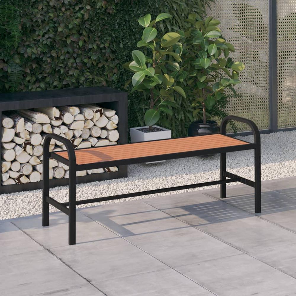vidaXL Patio Bench 49" Steel and WPC Brown and Black. Picture 1