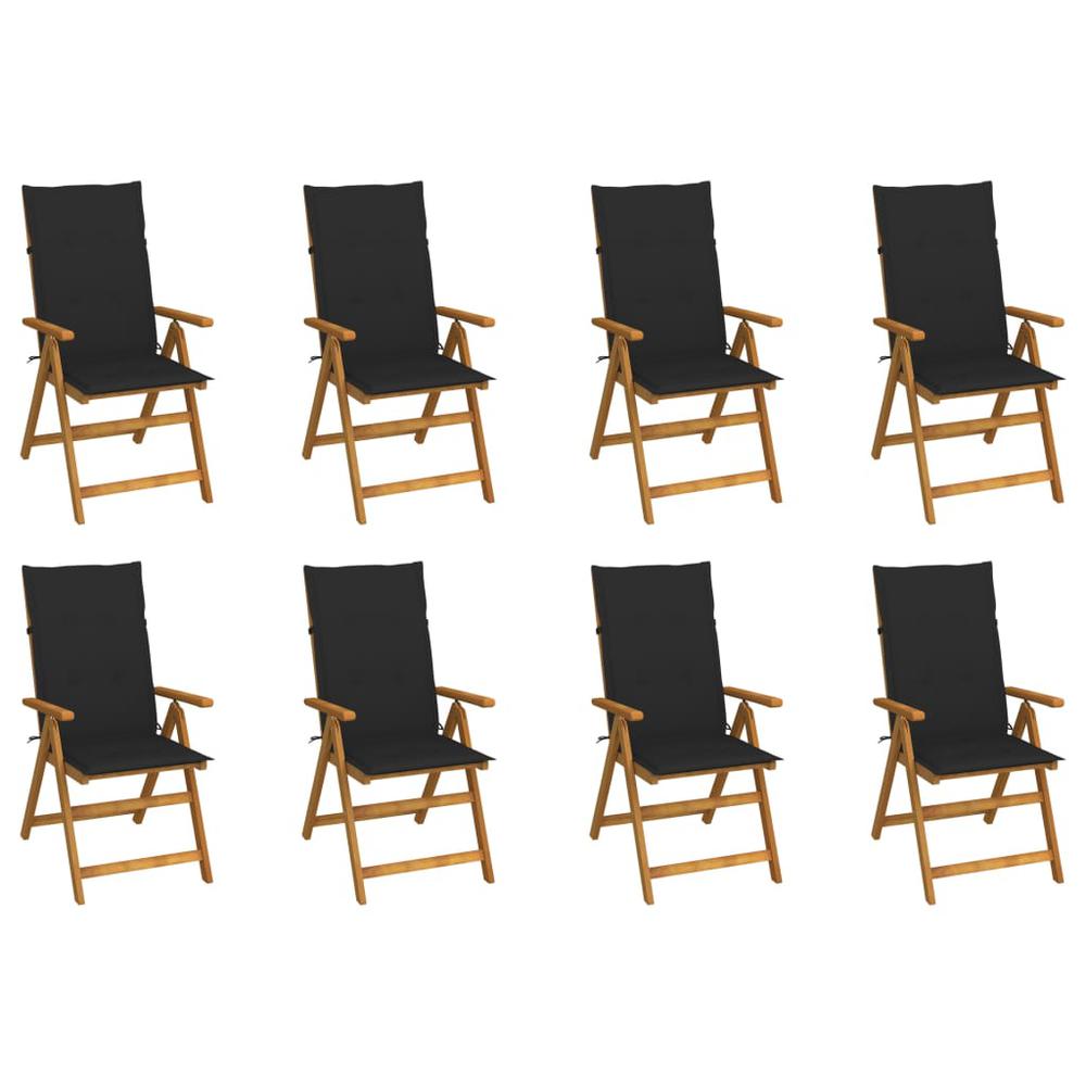 vidaXL Folding Patio Chairs with Cushions 8 pcs Solid Acacia Wood, 3075061. Picture 1