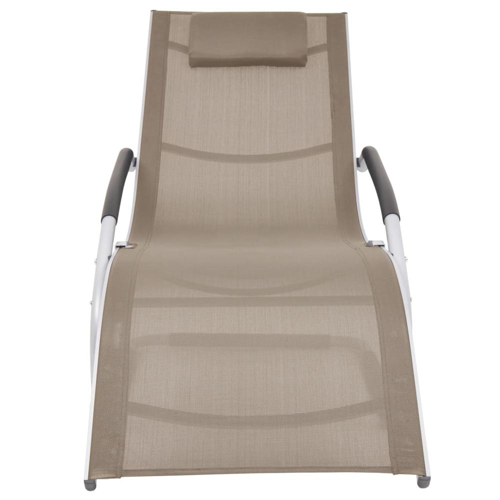 vidaXL Sun Lounger with Pillow Aluminum and Textilene Taupe. Picture 2