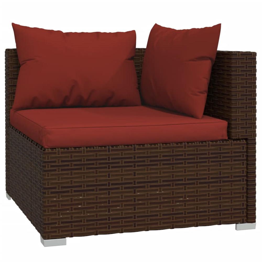 vidaXL 9 Piece Patio Lounge Set with Cushions Poly Rattan Brown, 3102259. Picture 3