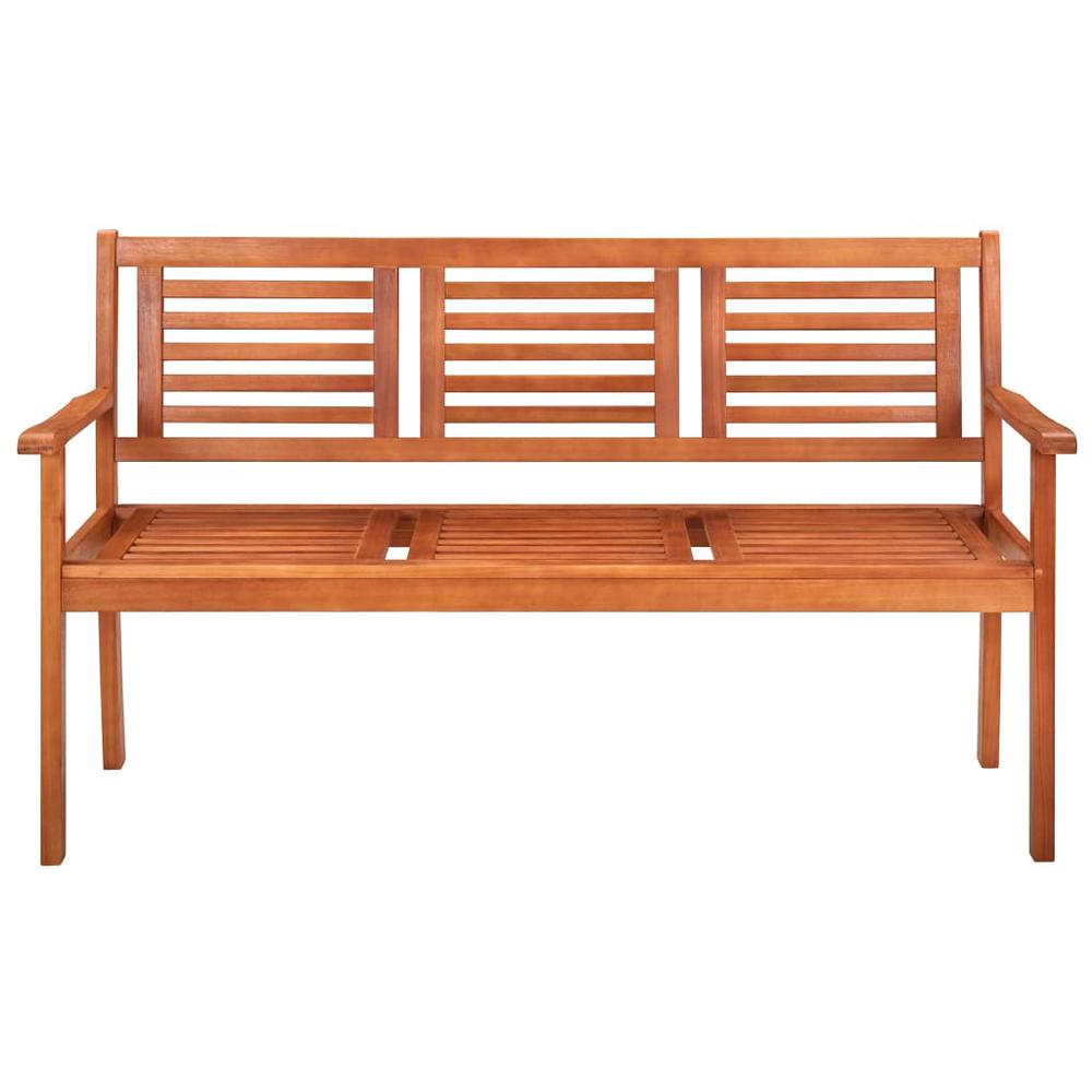 vidaXL 3-Seater Patio Bench with Cushion 59.1" Solid Eucalyptus Wood, 3061016. Picture 3