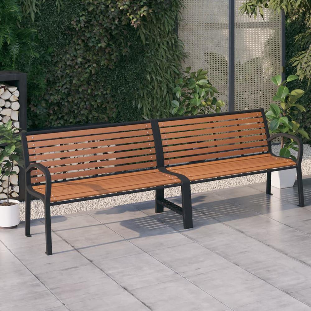 vidaXL Twin Patio Bench 98.8" Steel and WPC. Picture 1