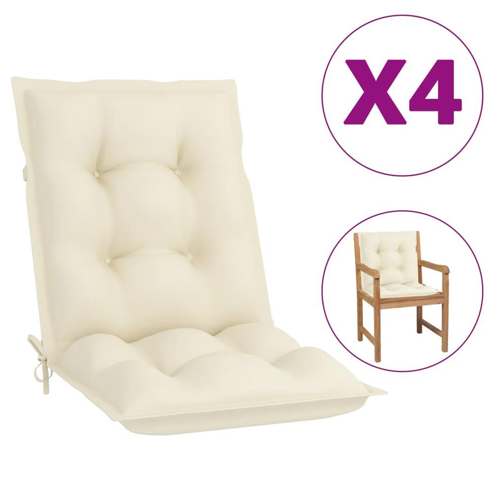vidaXL Garden Chair Cushions 4 pcs Cream 39.4"x19.7"x2.8". Picture 1
