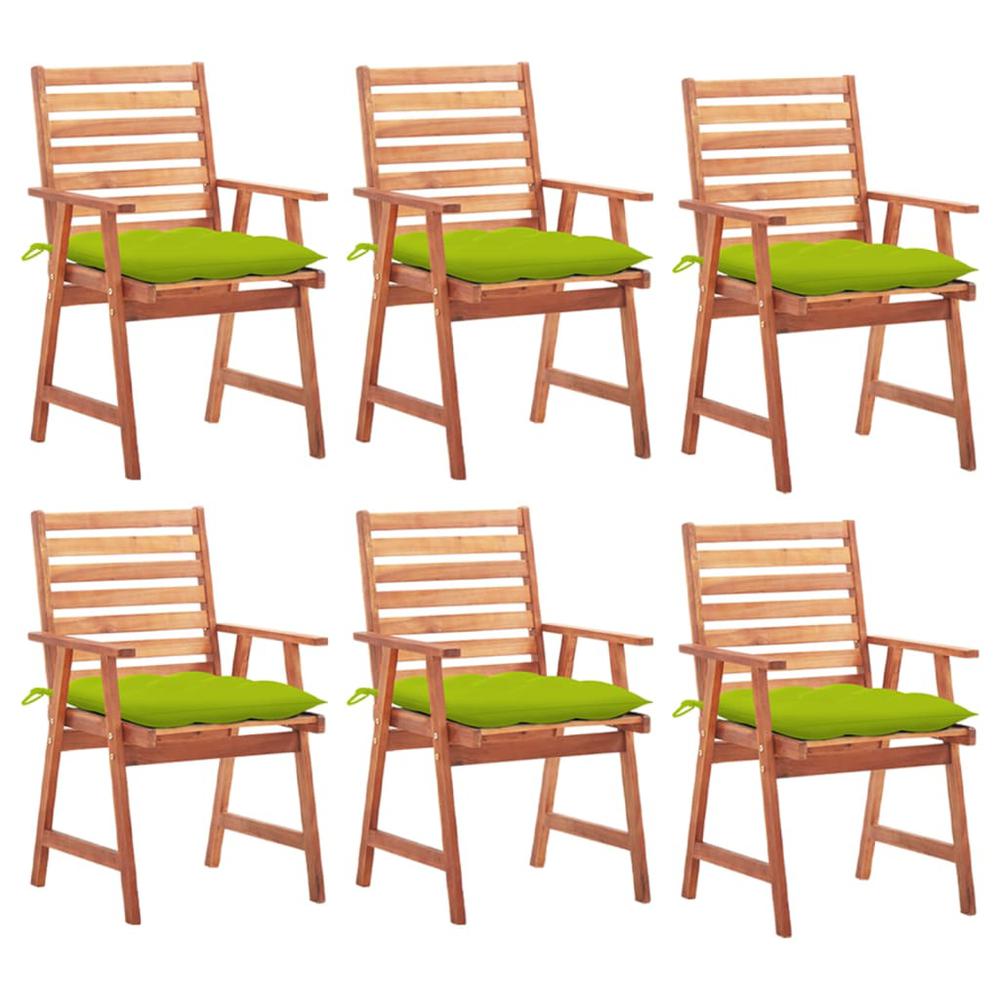 vidaXL Patio Dining Chairs 6 pcs with Cushions Solid Acacia Wood, 3078373. Picture 1