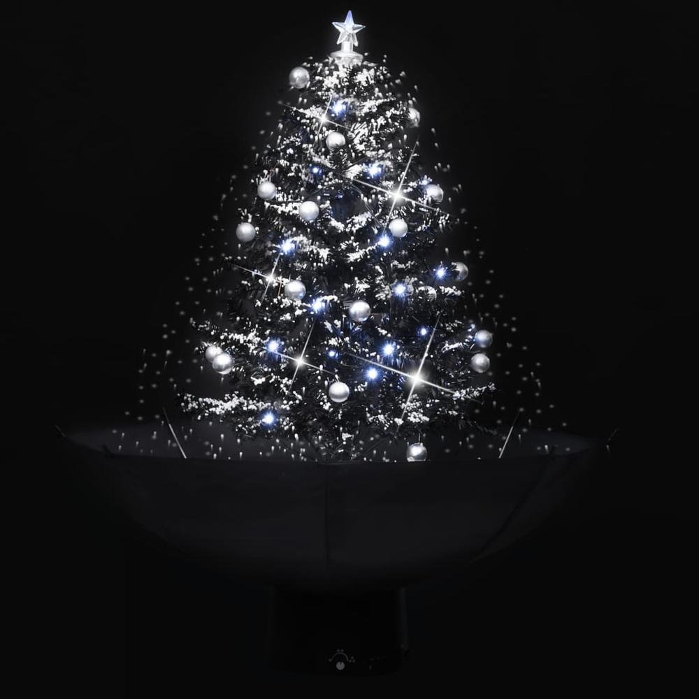vidaXL Snowing Christmas Tree with Umbrella Base Black 29.5" PVC. Picture 3