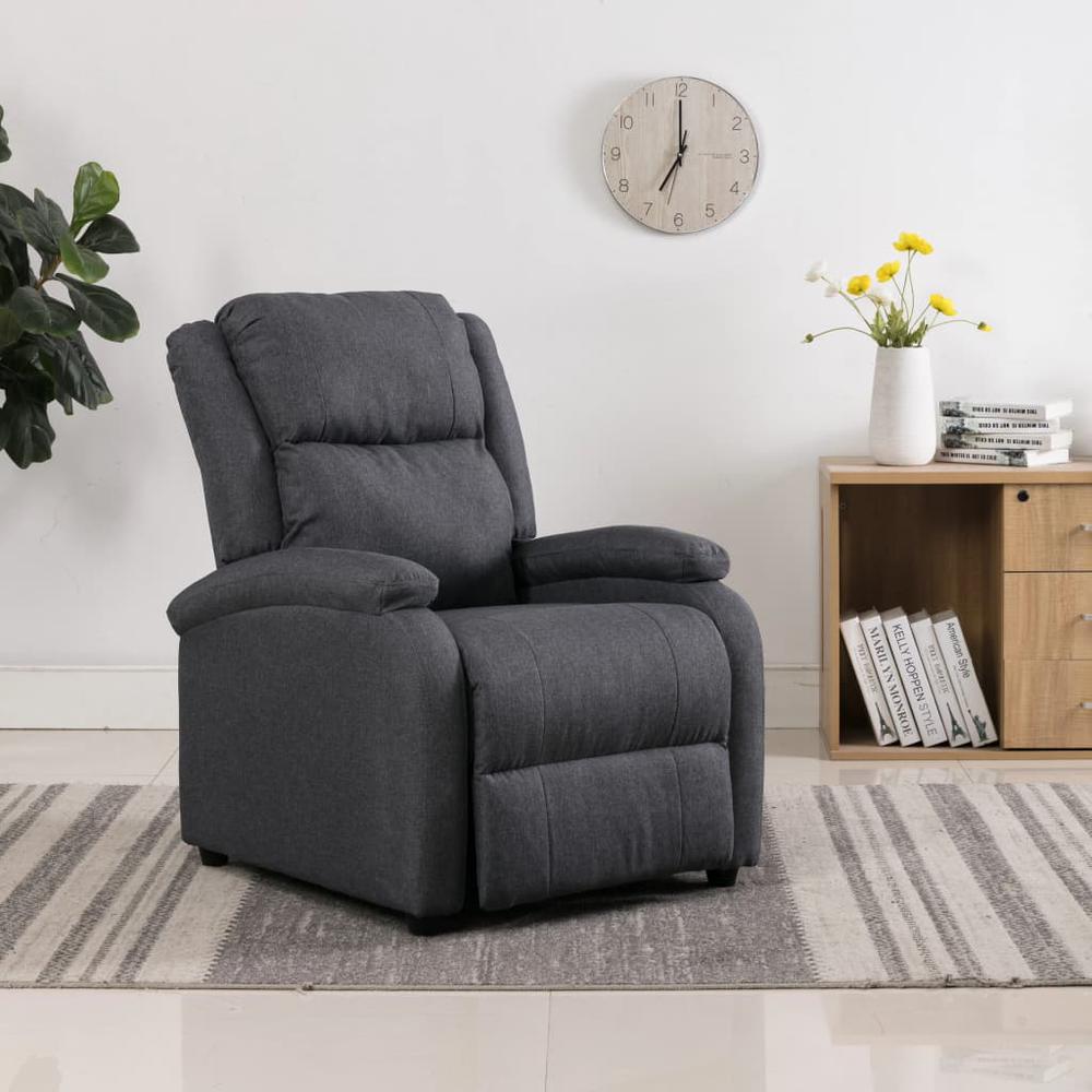 vidaXL TV Recliner Chair Dark Gray Fabric. Picture 1