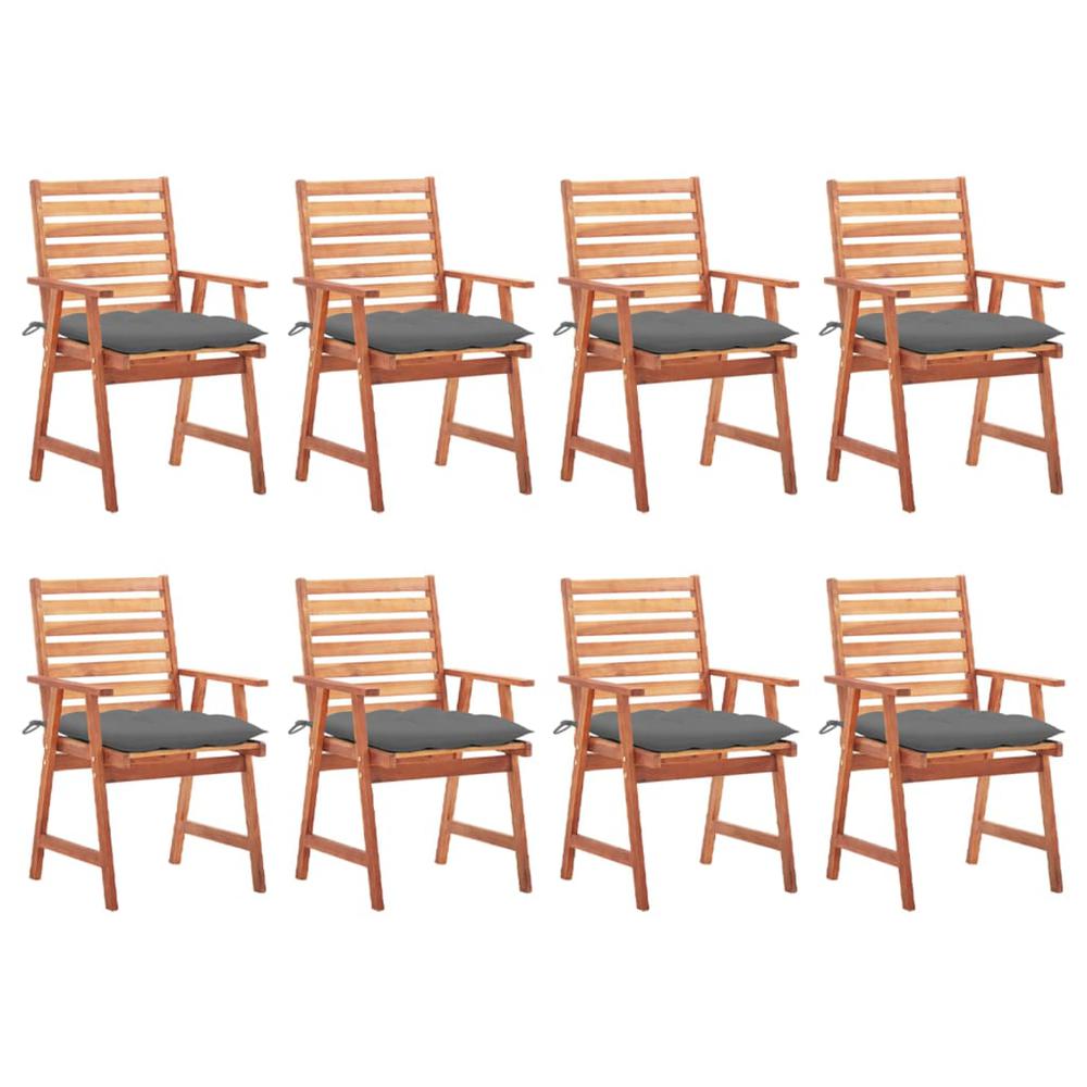 vidaXL Patio Dining Chairs 8 pcs with Cushions Solid Acacia Wood, 3078390. Picture 1