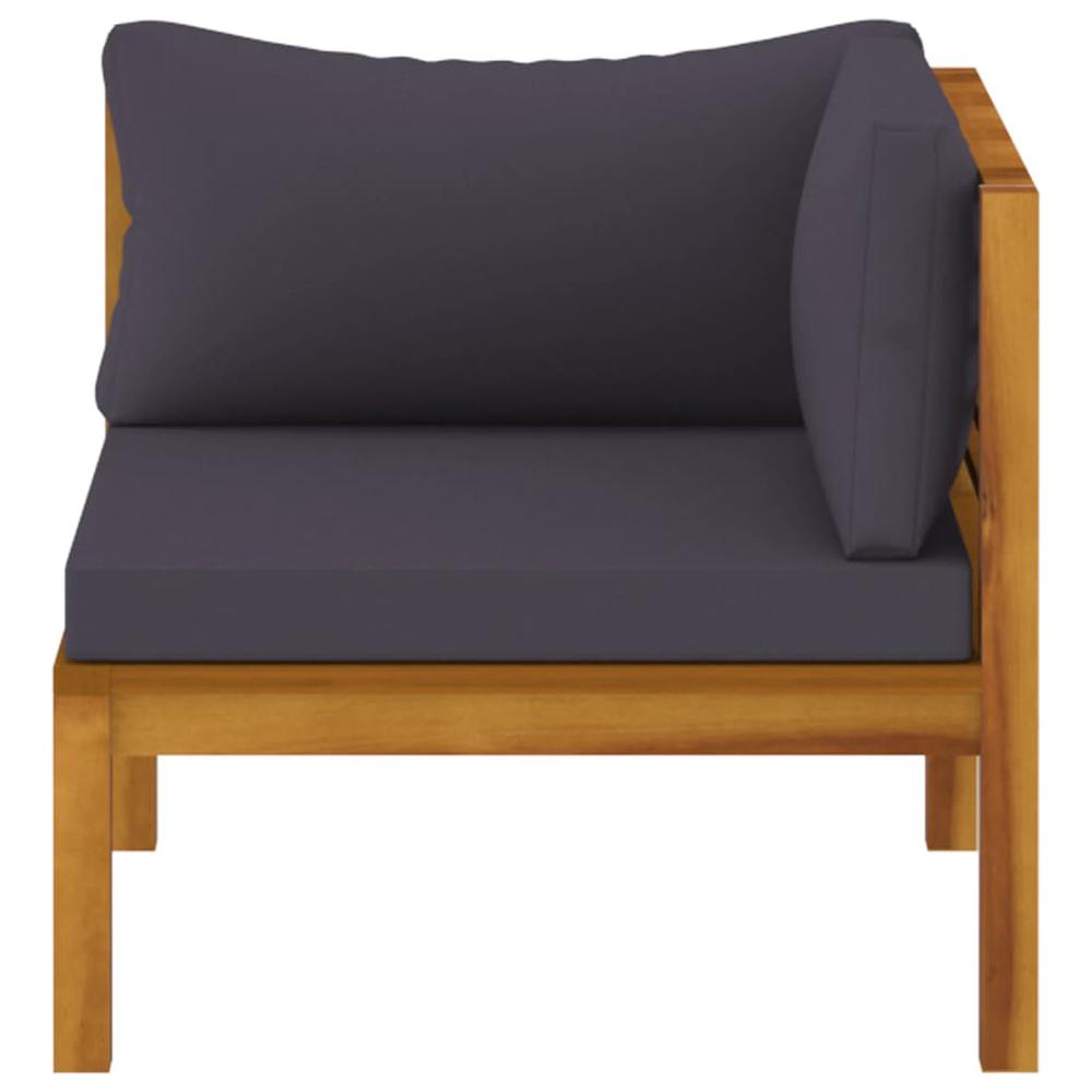vidaXL Corner Sofas 2 pcs with Dark Gray Cushions Solid Acacia Wood. Picture 4