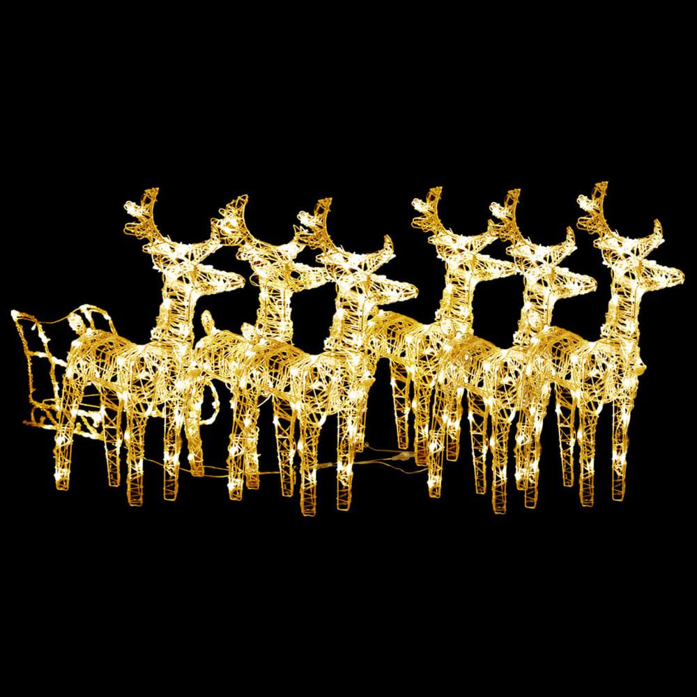vidaXL Reindeers & Sleigh Christmas Decoration 320 LEDs Acrylic, 3100423. Picture 2