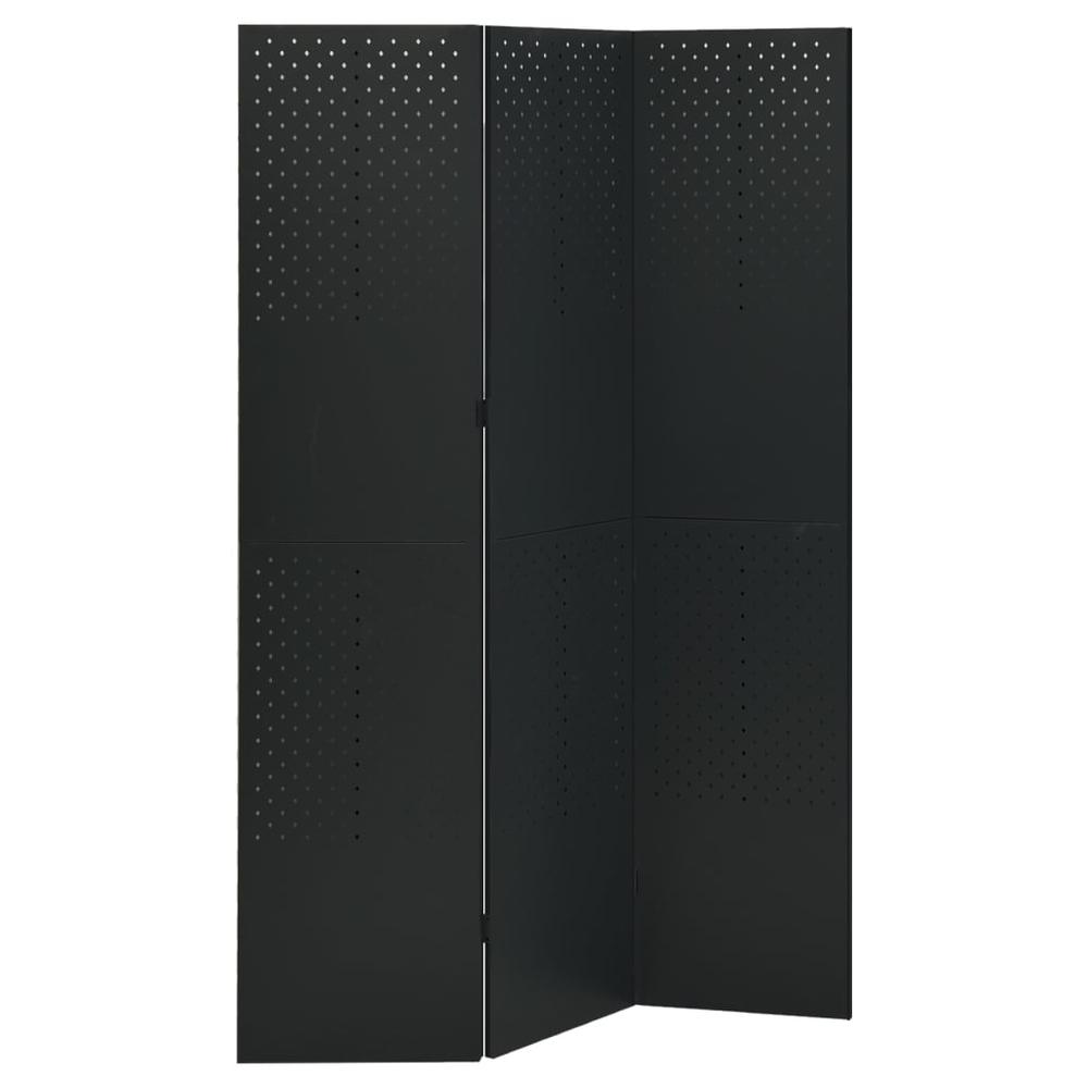 vidaXL 3-Panel Room Divider Black 47.2"x70.9" Steel. Picture 1
