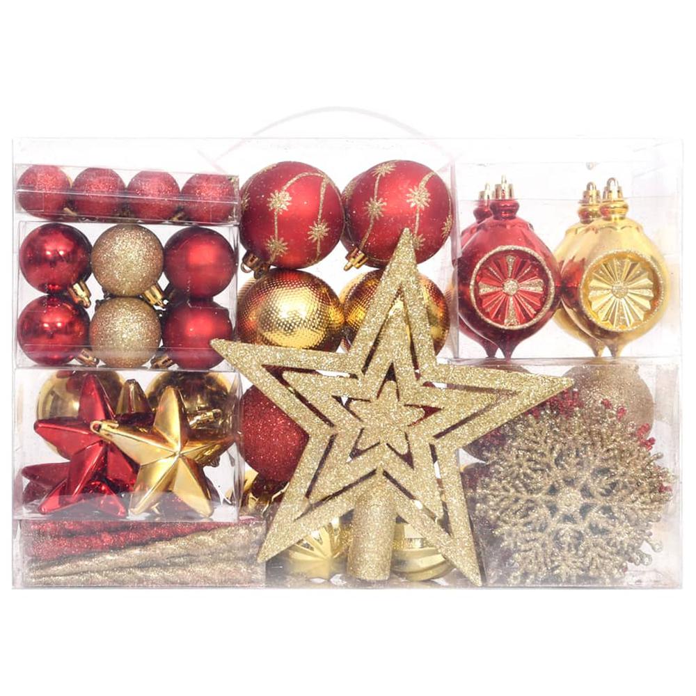 vidaXL 108 Piece Christmas Bauble Set Gold and Red. Picture 2