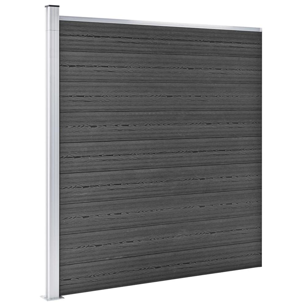vidaXL Fence Panel WPC 68.9"x73.2" Black. Picture 2