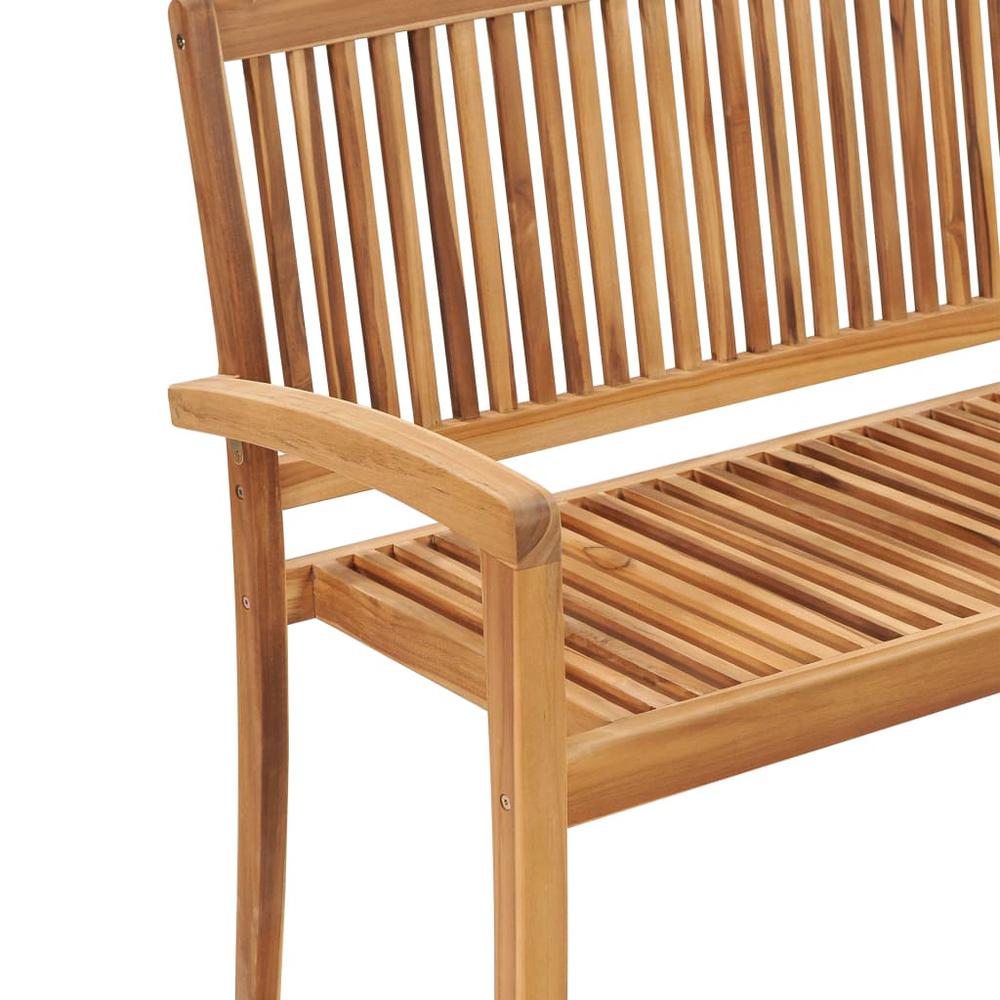 vidaXL Stacking Patio Bench with Cushion 50.6" Solid Teak Wood, 3063282. Picture 4