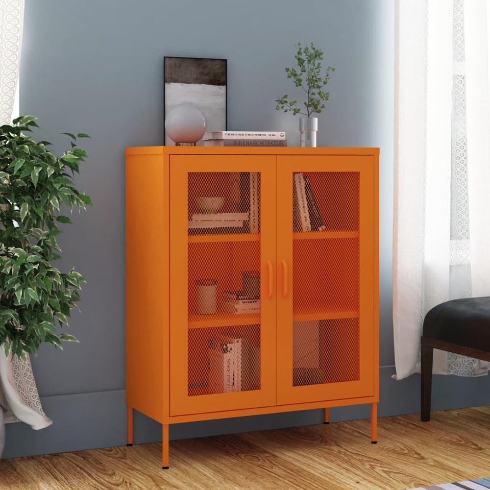 vidaXL Storage Cabinet Orange 31.5"x13.8"x40" Steel, 336174. Picture 1