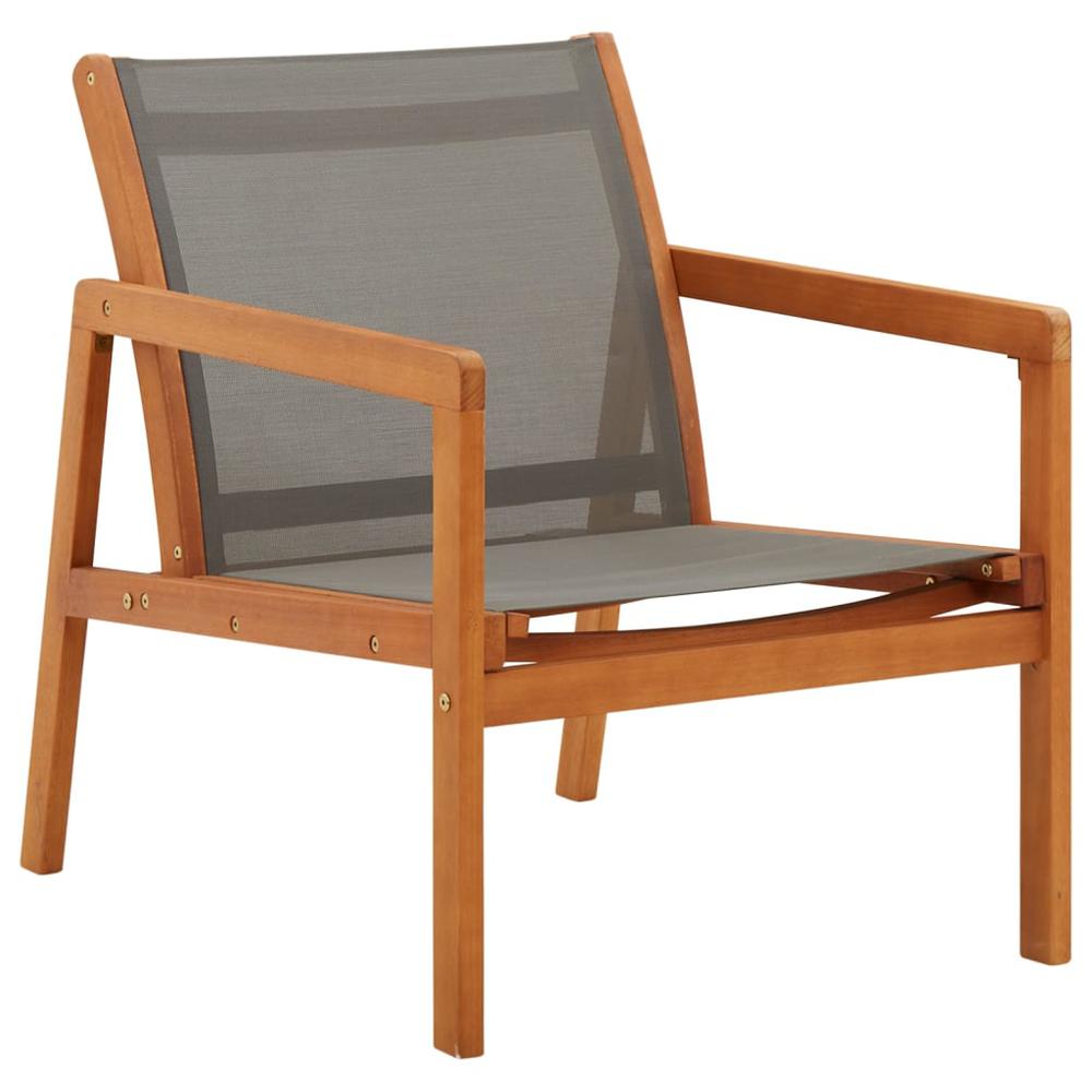 vidaXL Patio Lounge Chair Gray Solid Eucalyptus Wood and Textilene, 316124. Picture 1