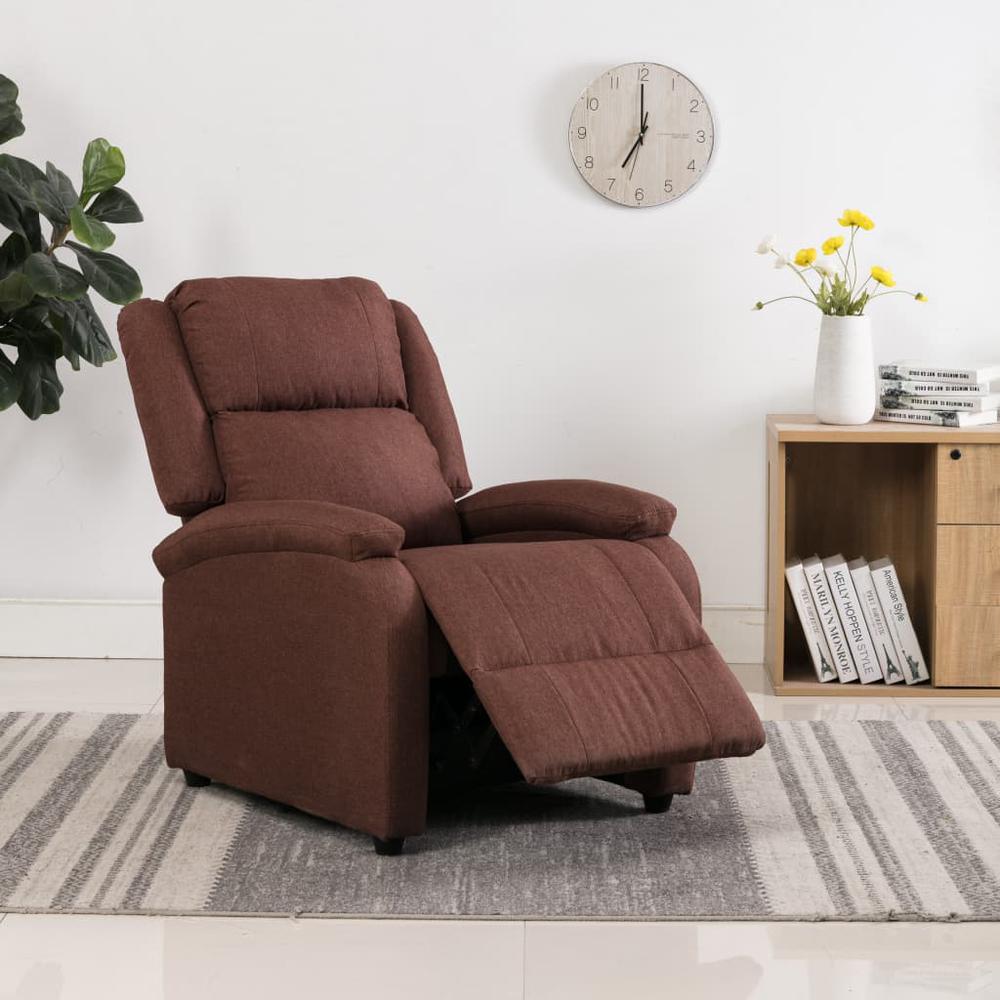 vidaXL TV Recliner Chair Brown Fabric. Picture 3