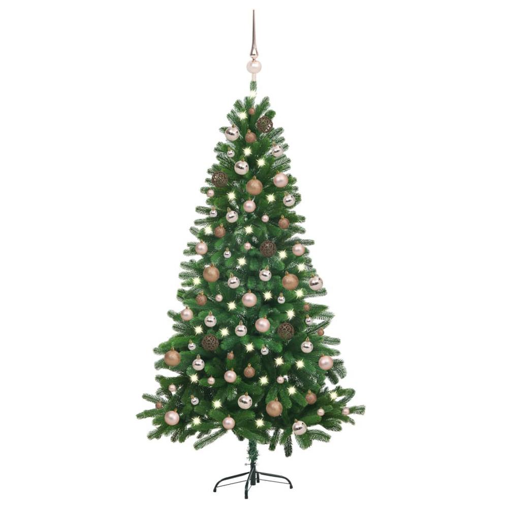 vidaXL Artificial Christmas Tree with LEDs&Ball Set 59.1" Green, 3077640. Picture 1