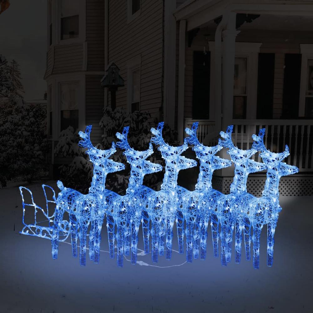 vidaXL Reindeers & Sleigh Christmas Decoration 320 LEDs Acrylic, 3100425. Picture 1