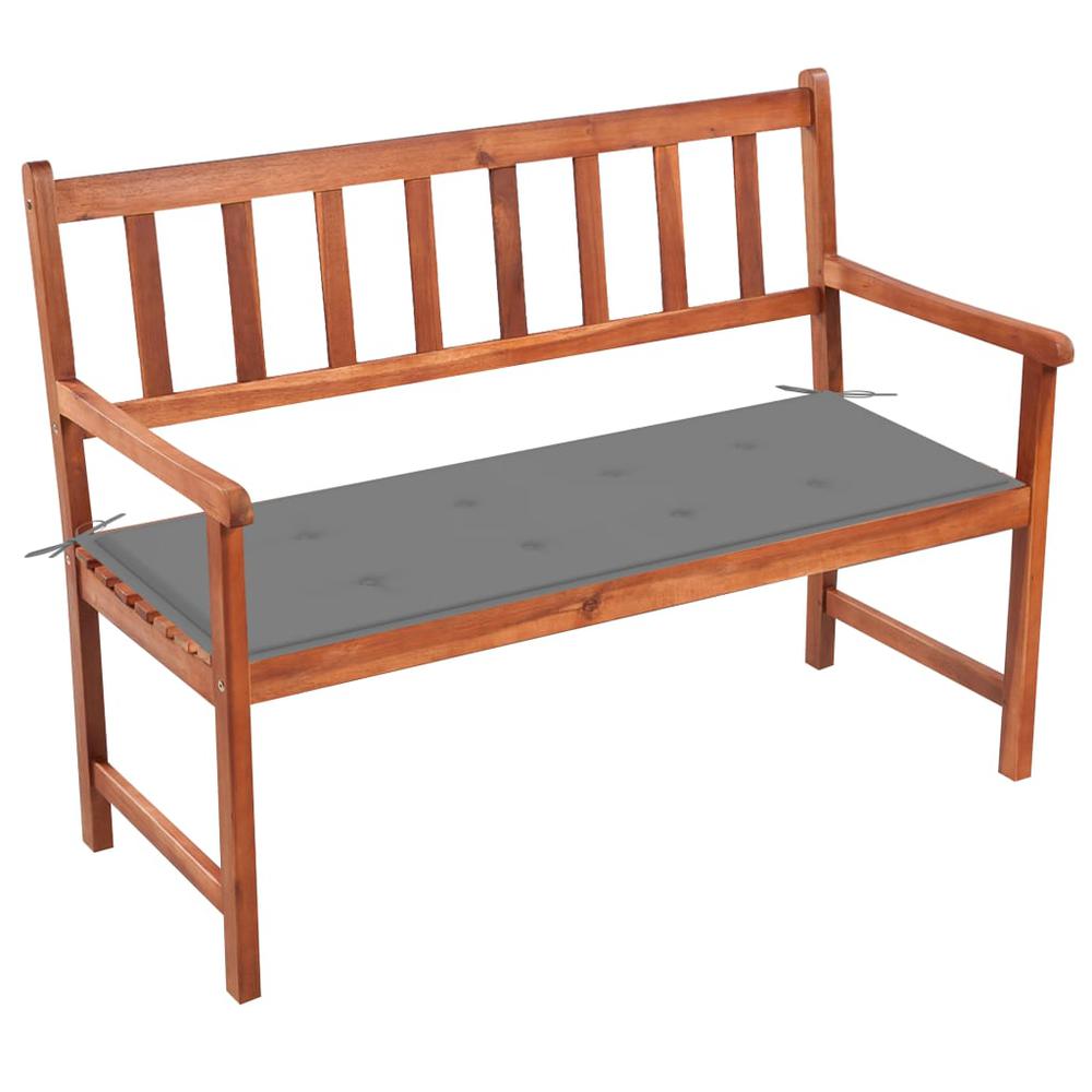 vidaXL Patio Bench with Cushion 47.2" Solid Acacia Wood, 3063769. Picture 1